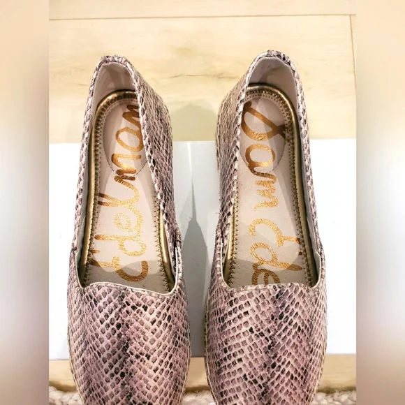 🎀SAM EDELMAN Pink Khloe Snake-effect Leather Espadrille Slip-on - Picture 3 of 4